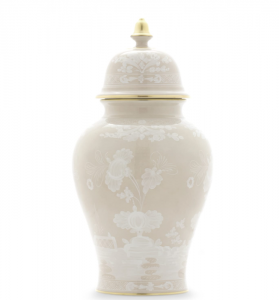 Ginori Oriente Italiano Meringa Potiche Vase w/ Cover - 15"
